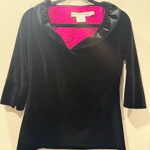Gretchen Scott Designs Black Velvet Top with Pink Lining